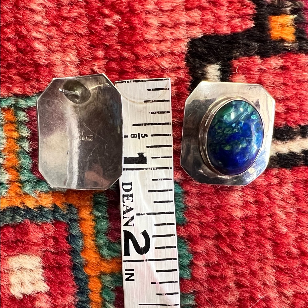 Sterling, silver and blue stone earrings - Picture 5 of 6